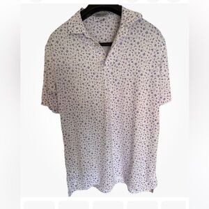 Peter Millar Polo Mens Med White Purple Summer Comfort Gentry Cigar Bali Hai